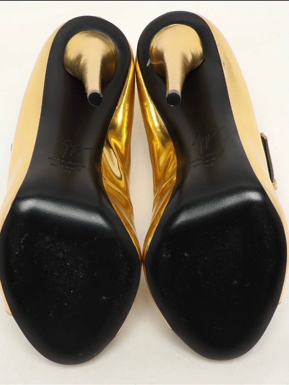 Giuseppe Zanotti Gold Metallic Peep-Toe Mary Jane Stilettos - Picture 6 of 12
